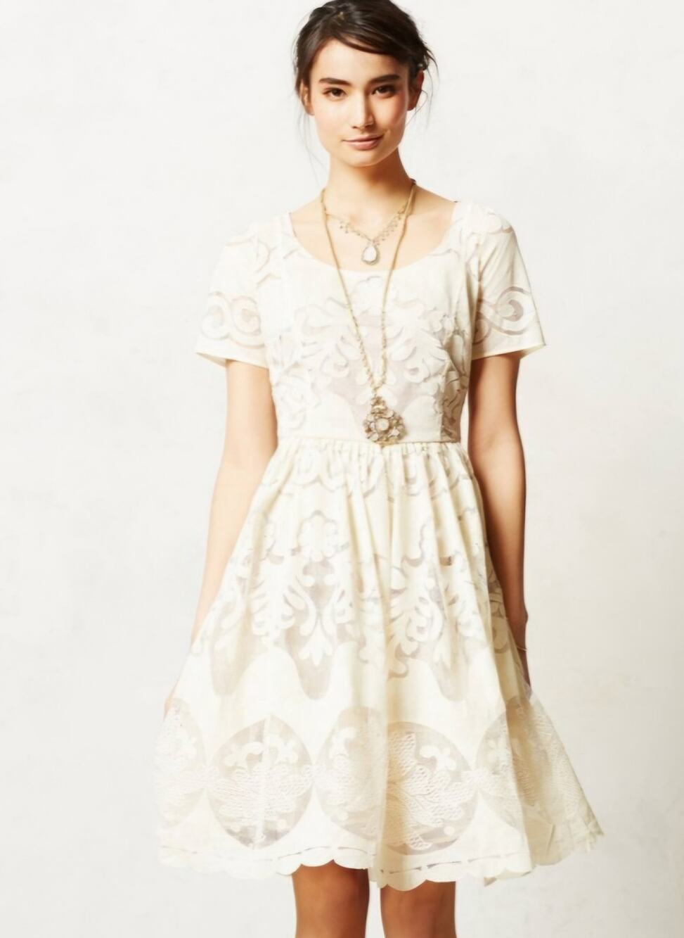 New Anthropologie Ivoire Lace Dress by Tracy Reese $188 SIZE 6 Ivory Midi Daisy